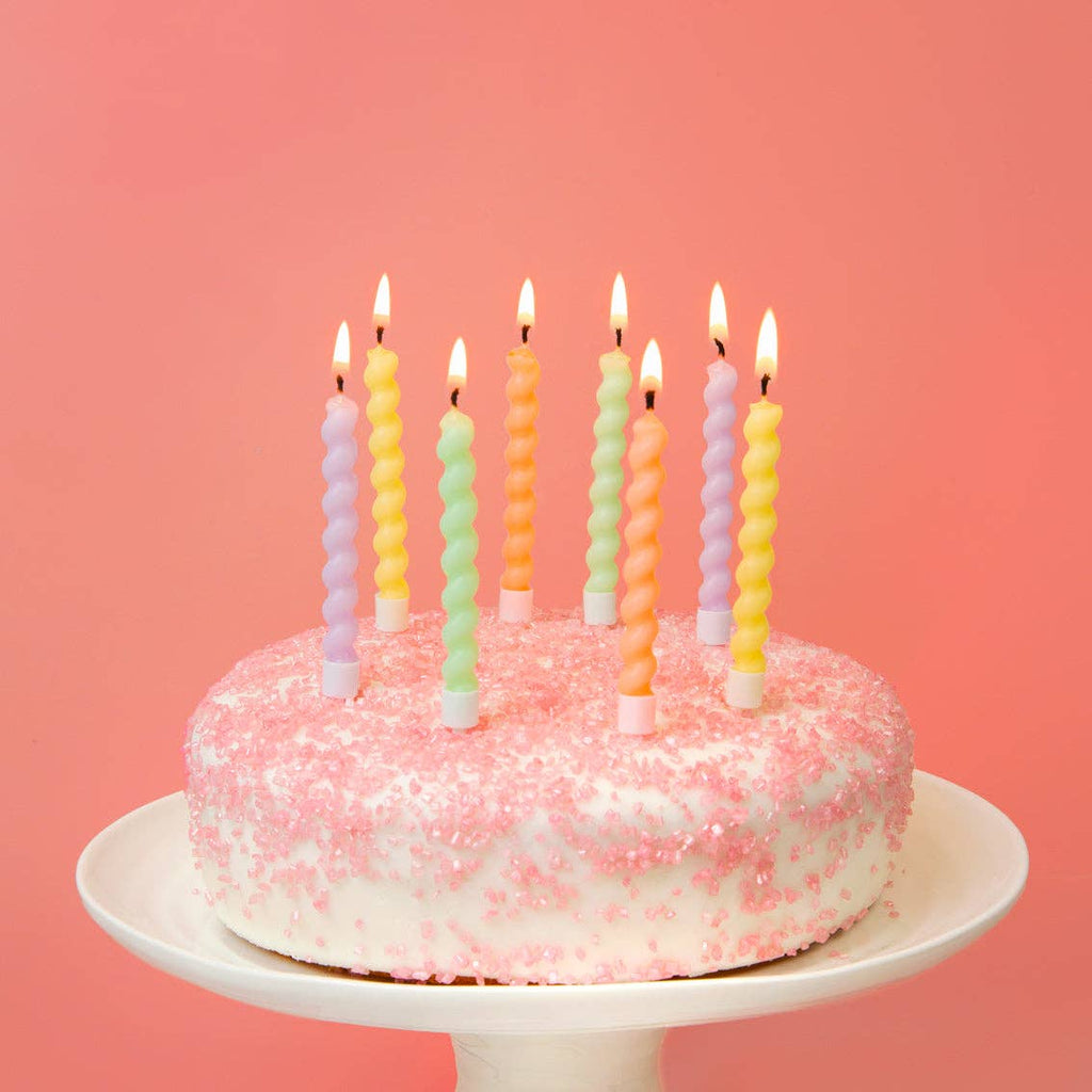 Pastels Twirl Birthday Candles - 8 Pack | Cake Candles |