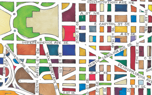 Capitol Hill Map Art Print