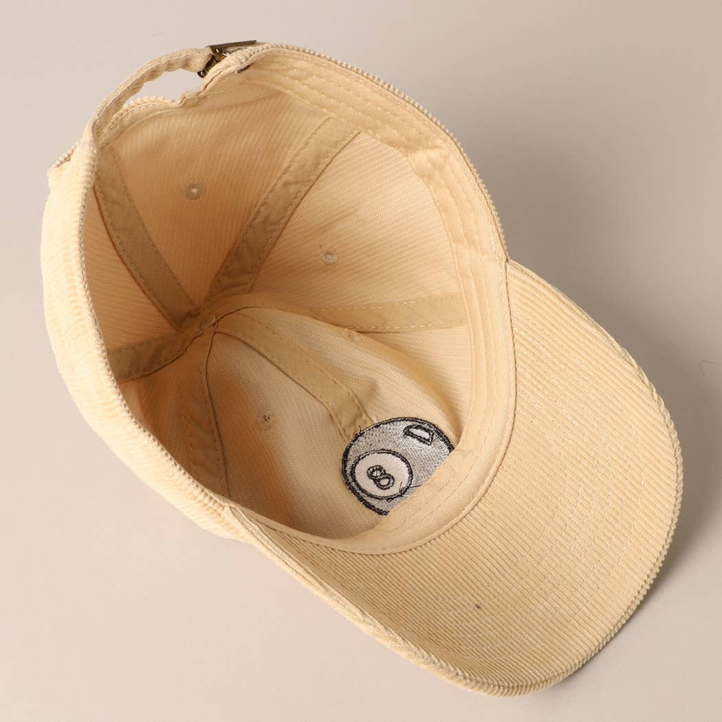 8 Ball Embroidered Corduroy Cap