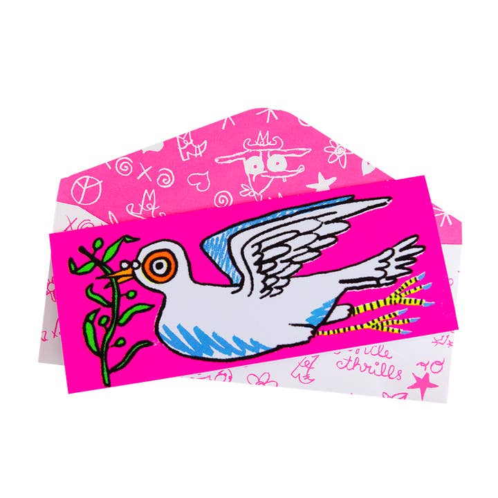 Fuzzy Neon Dove Card