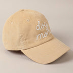 Dog Mom Text Solid Color Corduroy Baseball Cap