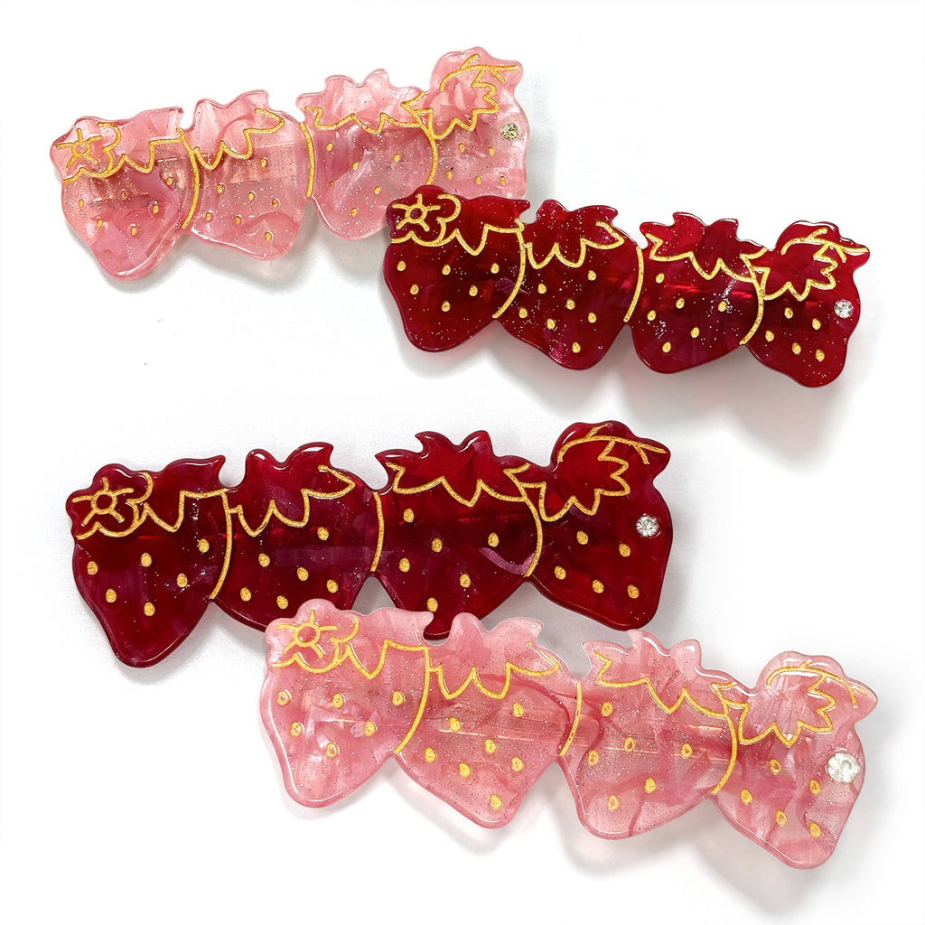 Strawberry Hair Clip Set – Pink and Red