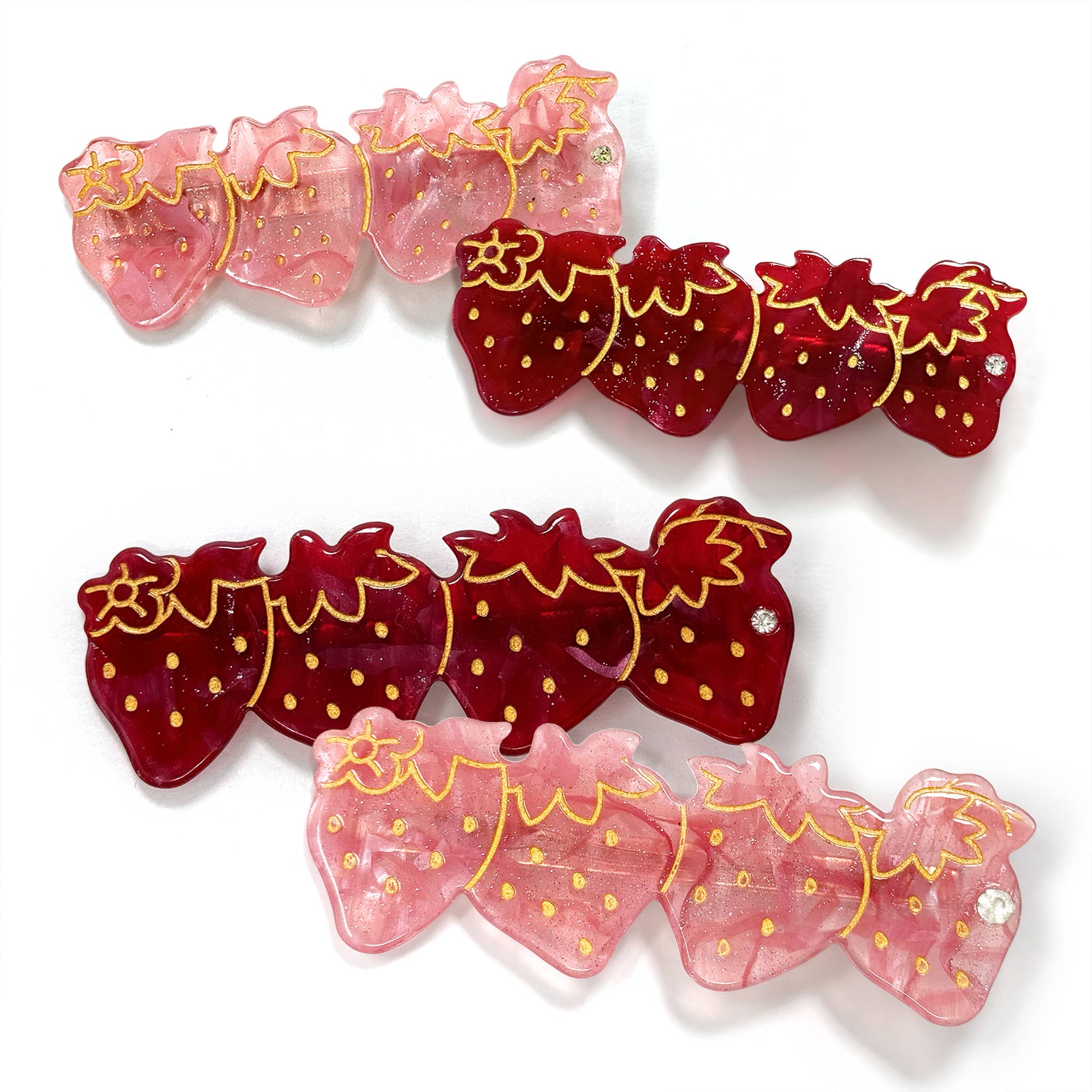 Strawberry Hair Clip Set – Pink and Red