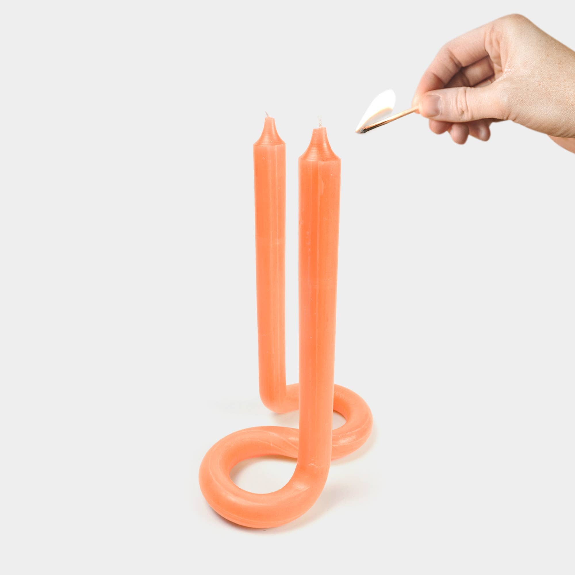 Twist Candle Sticks by Lex Pott, 9.5" Tall, Orange