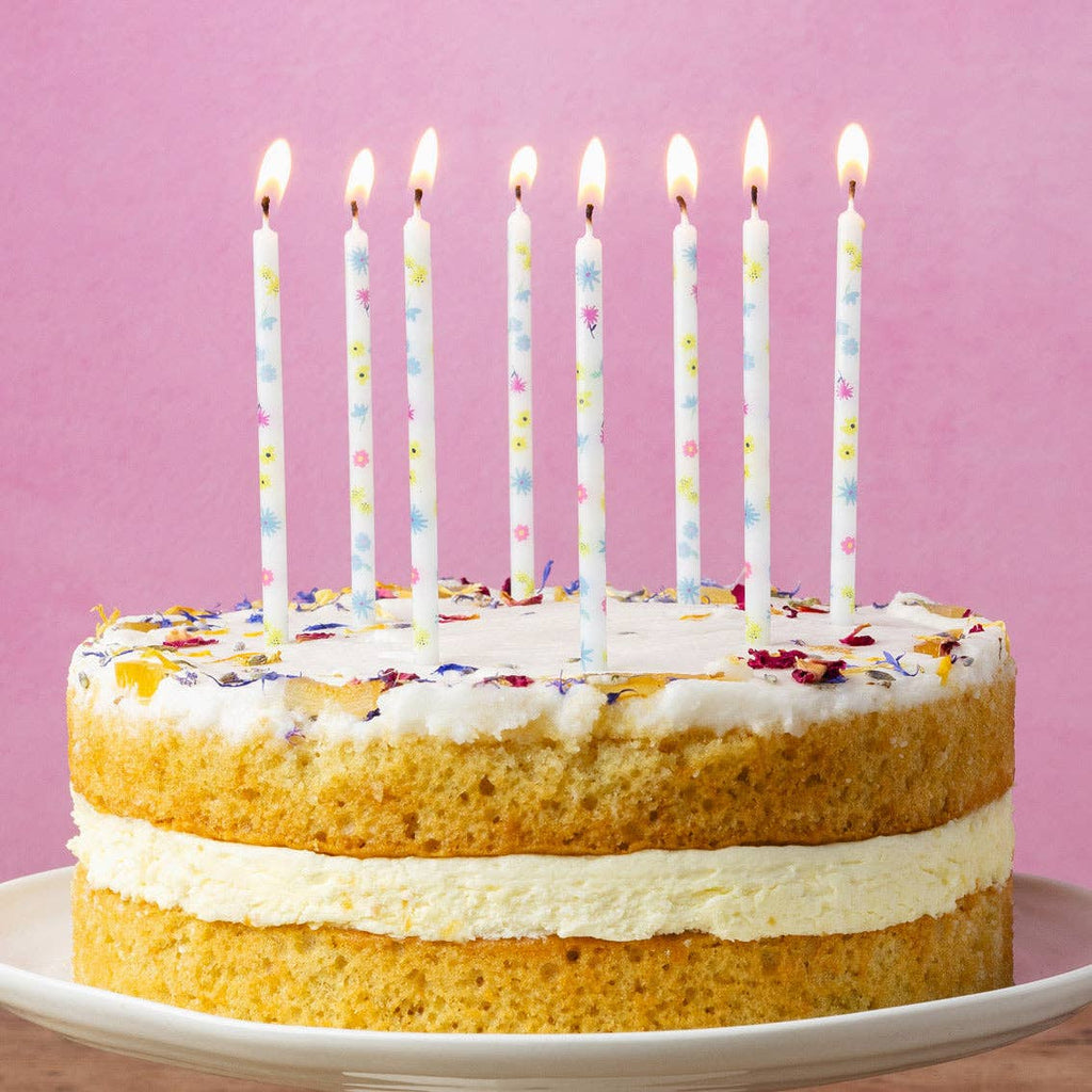 Pastel Floral Birthday Candles - 16 Pack | Cake Candles |