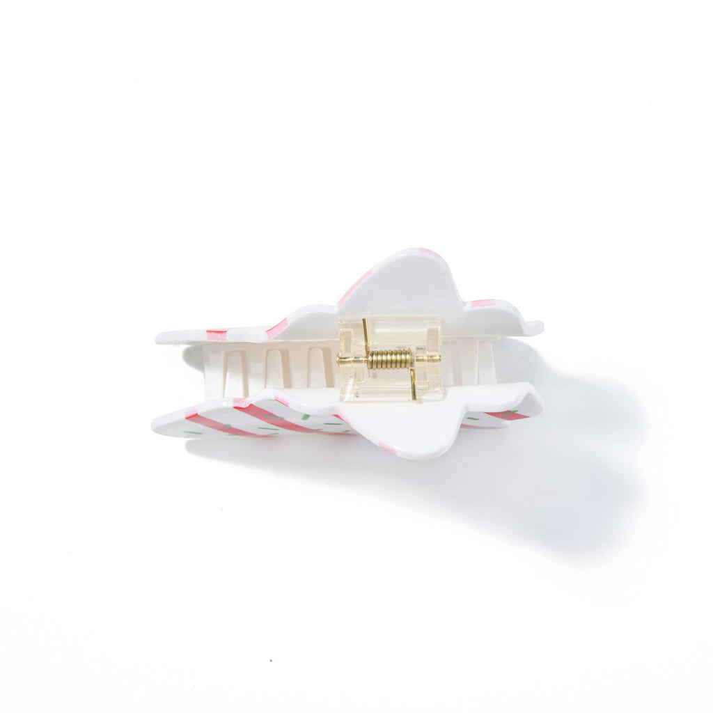 Festive Red Striped Christmas Tree Claw Clip