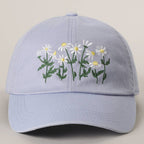 Daisy Bloom Embroidered Cotton Baseball Cap