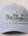 Daisy Bloom Embroidered Cotton Baseball Cap