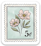 Light Blue Floral Stamp Sticker
