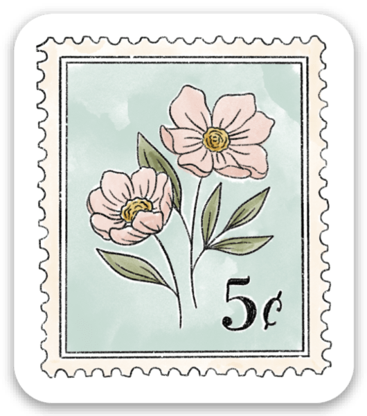 Light Blue Floral Stamp Sticker