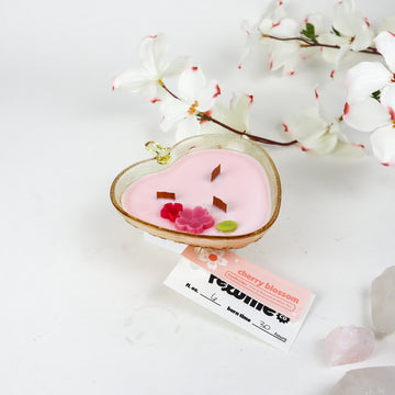 Vintage Glass Heart Cherry Blossom Scent Soy Candle
