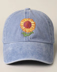 Sunflower Embroidery Baseball Cap Hat