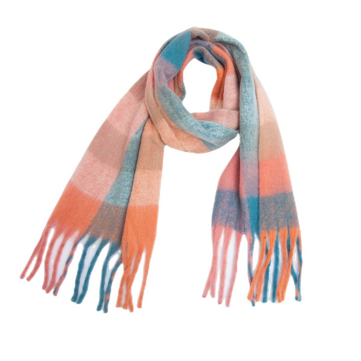 Rainbow Plaid Fuzzy Scarf