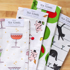Black Cat Martini Tea Towel