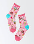 Retro Sweets Sheer Crew Socks