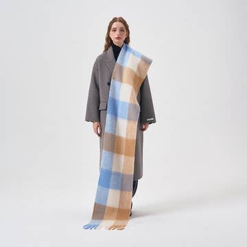Winter Warm Contrast Plaid Scarf