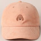 Cute Poodle Dog Embroidery Corduroy Baseball Cap