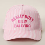 REALLY BUSY DILLY DALLYING Embroidered Seersucker Stripe Hat