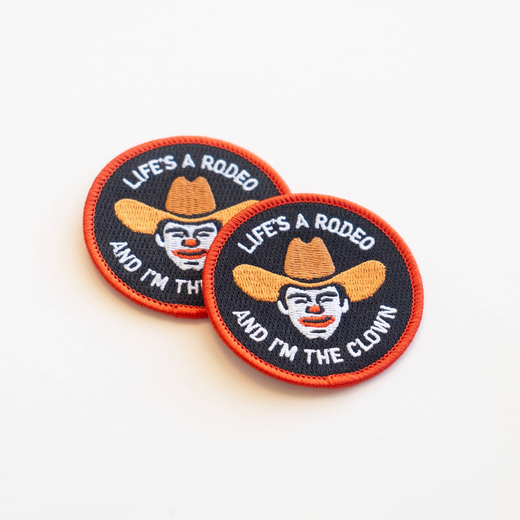 Rodeo Clown Embroidered Iron on Patch