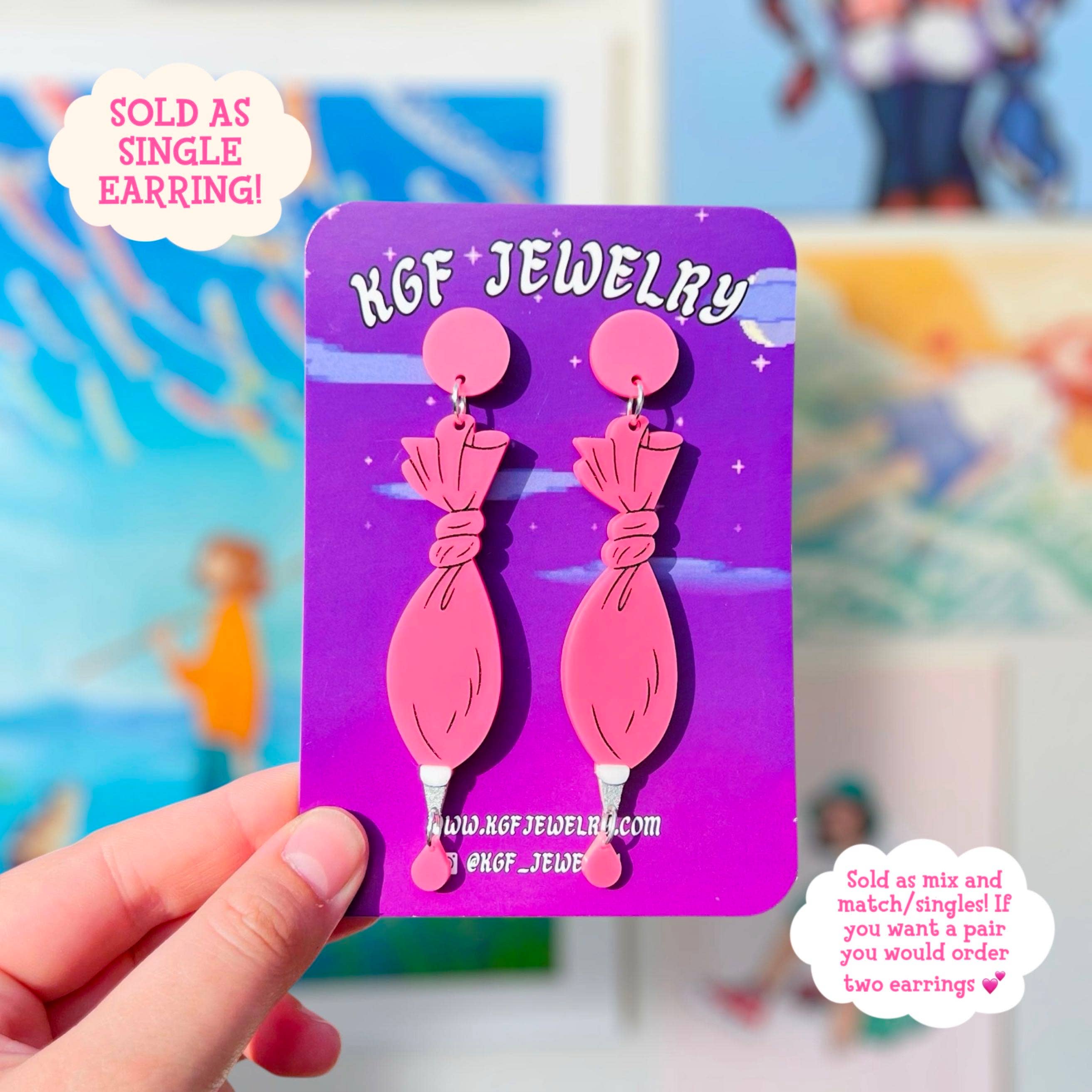 Penguin Sauce SINGLE Handmade Acrylic Earrings & Keychains