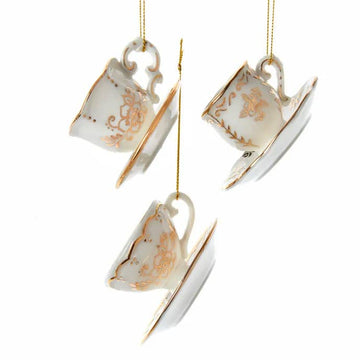 Jeweled White and Gold Teacup Ornaments