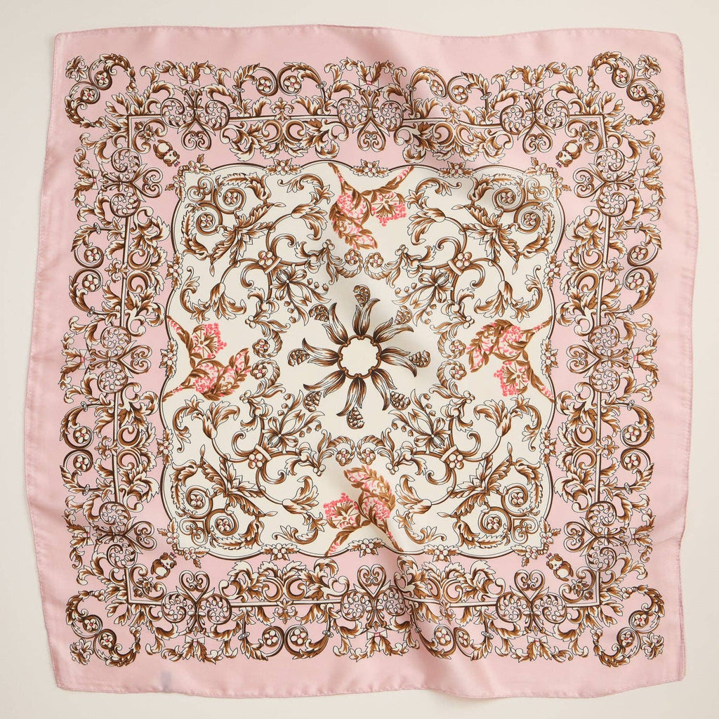Baroque Print Silk-Texture Elegant Square Scarf