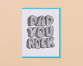 Dad You Rock Birthday Letterpress Greeting Card