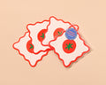 Crudite Letterpress Vellum Coasters - Tomato (Set of 4)