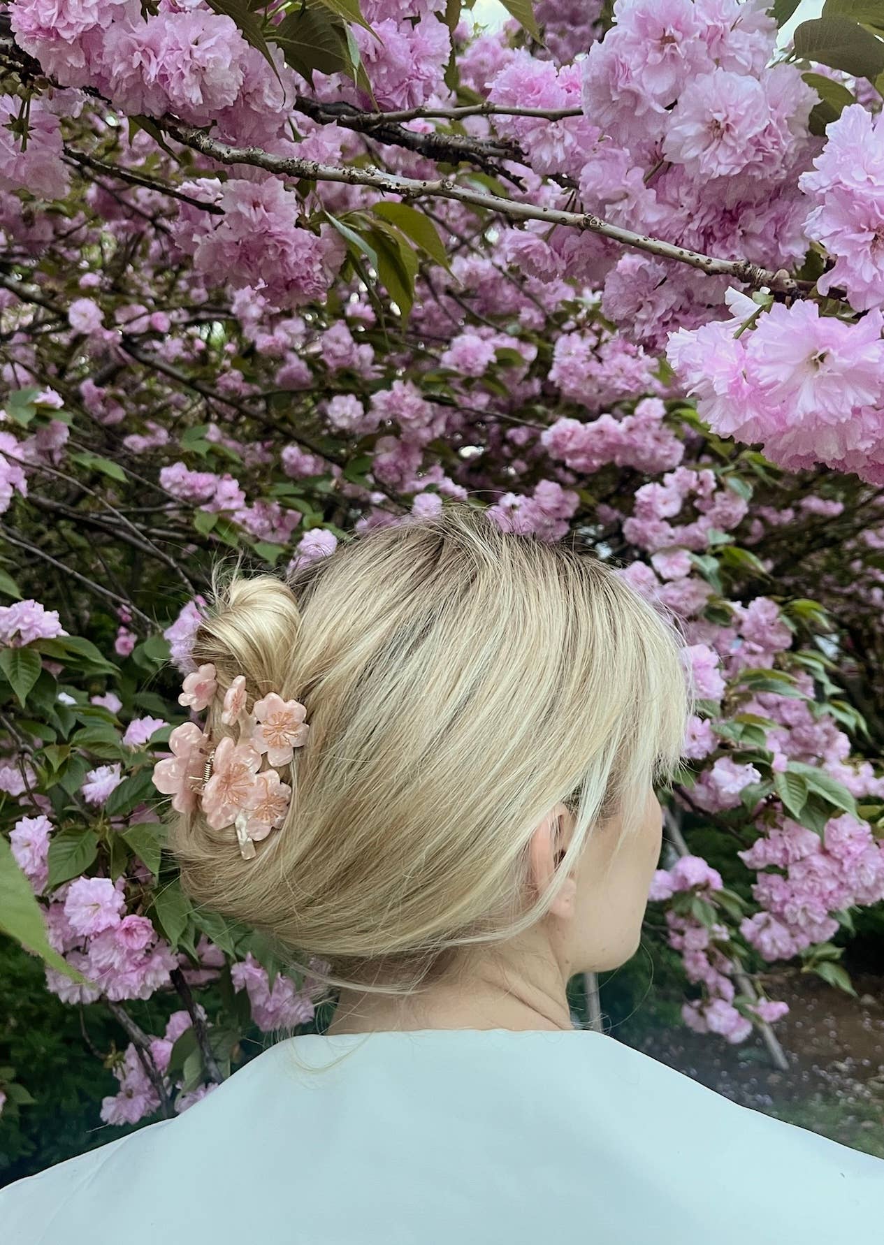 Hand-painted Cherry Blossoms Flower Claw Hair Clip