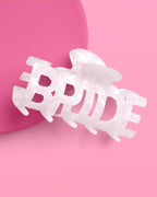 Bride Word Claw Clip | white marble, bridal hair, bach party