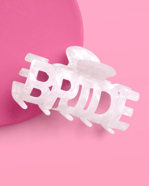 Bride Word Claw Clip | white marble, bridal hair, bach party