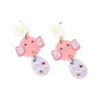 Resin Easter Chick Egg Link Drop Earrings