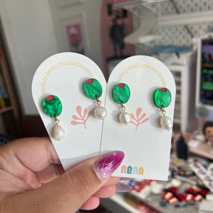 Pearl Olive Studs