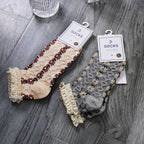 Rufia - Summer Floral Pattern Lace Trim Low-Cut Socks