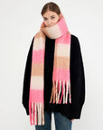 Women Warm Plaid Fringed Shawl