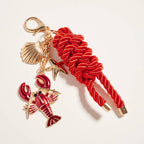 Lobster Starfish Shell Charm Drop Braided Cord Bag Charm Keychain