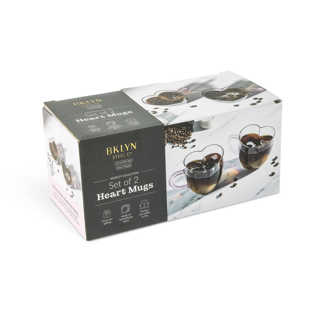 2pk 14oz Heart Shaped Glass Mug