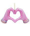 5" Resin Pink Heart Hand Ornament