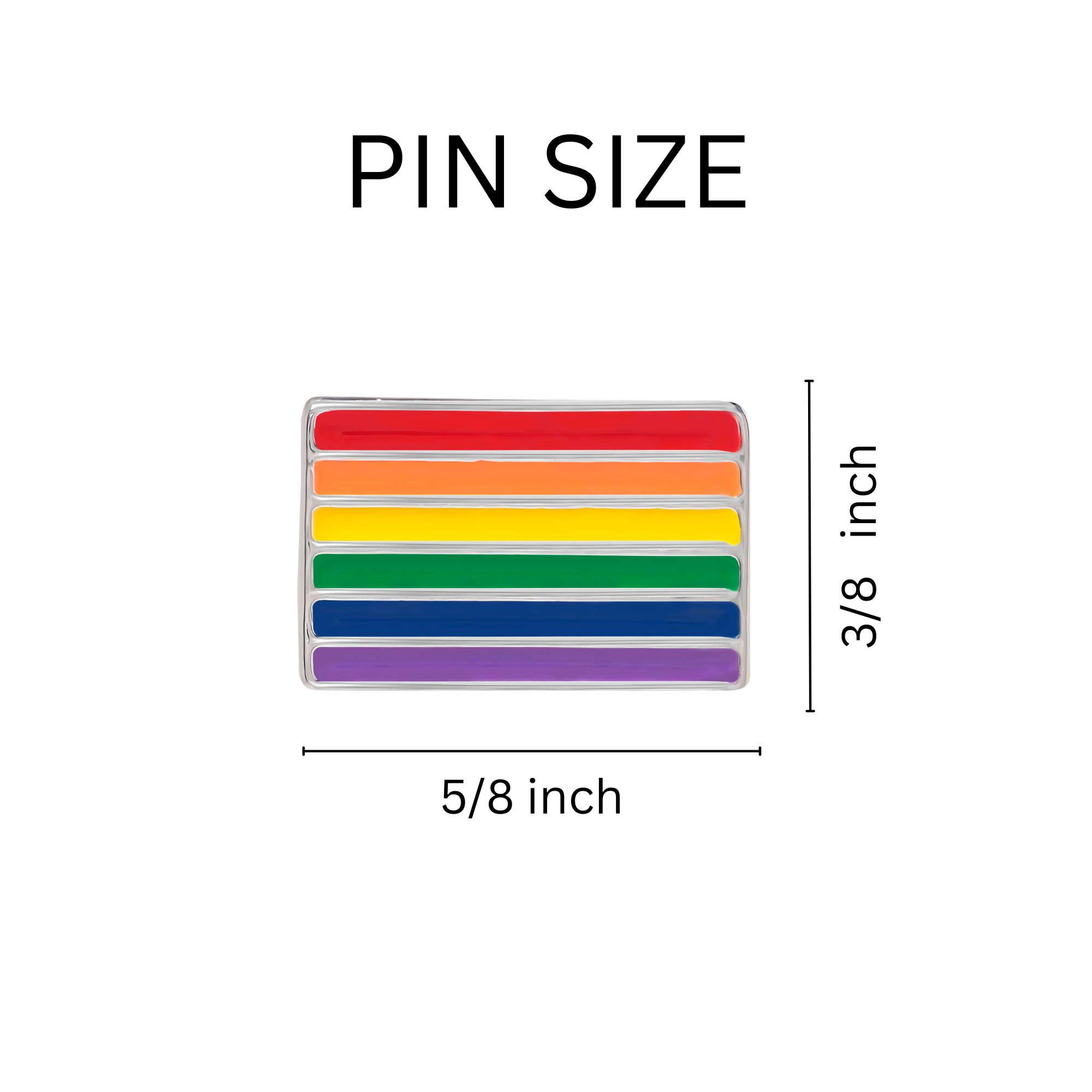 Rectangle Rainbow Flag Pins