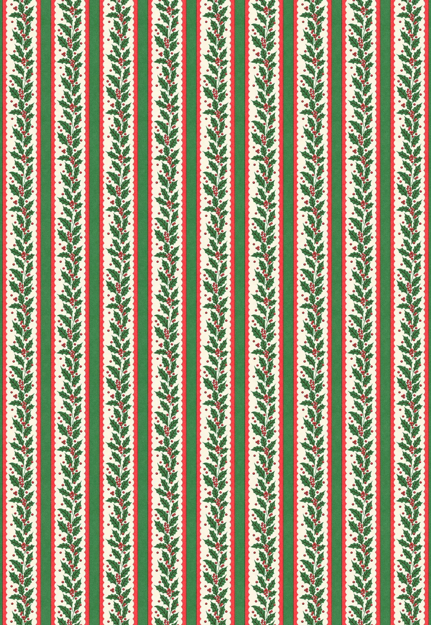 Holly Stripe Wrapping Paper