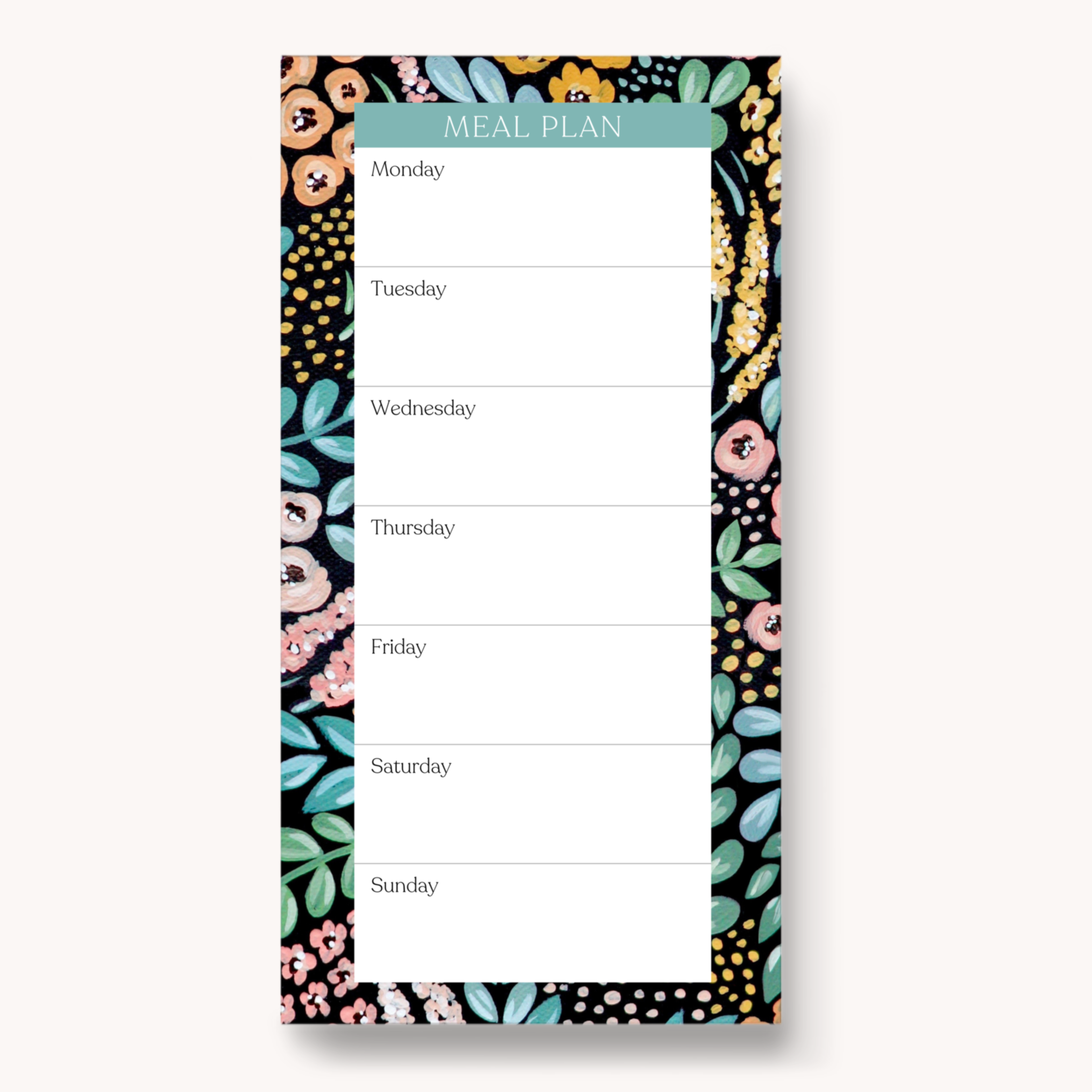Floral Magnetic Meal Plan Notepad