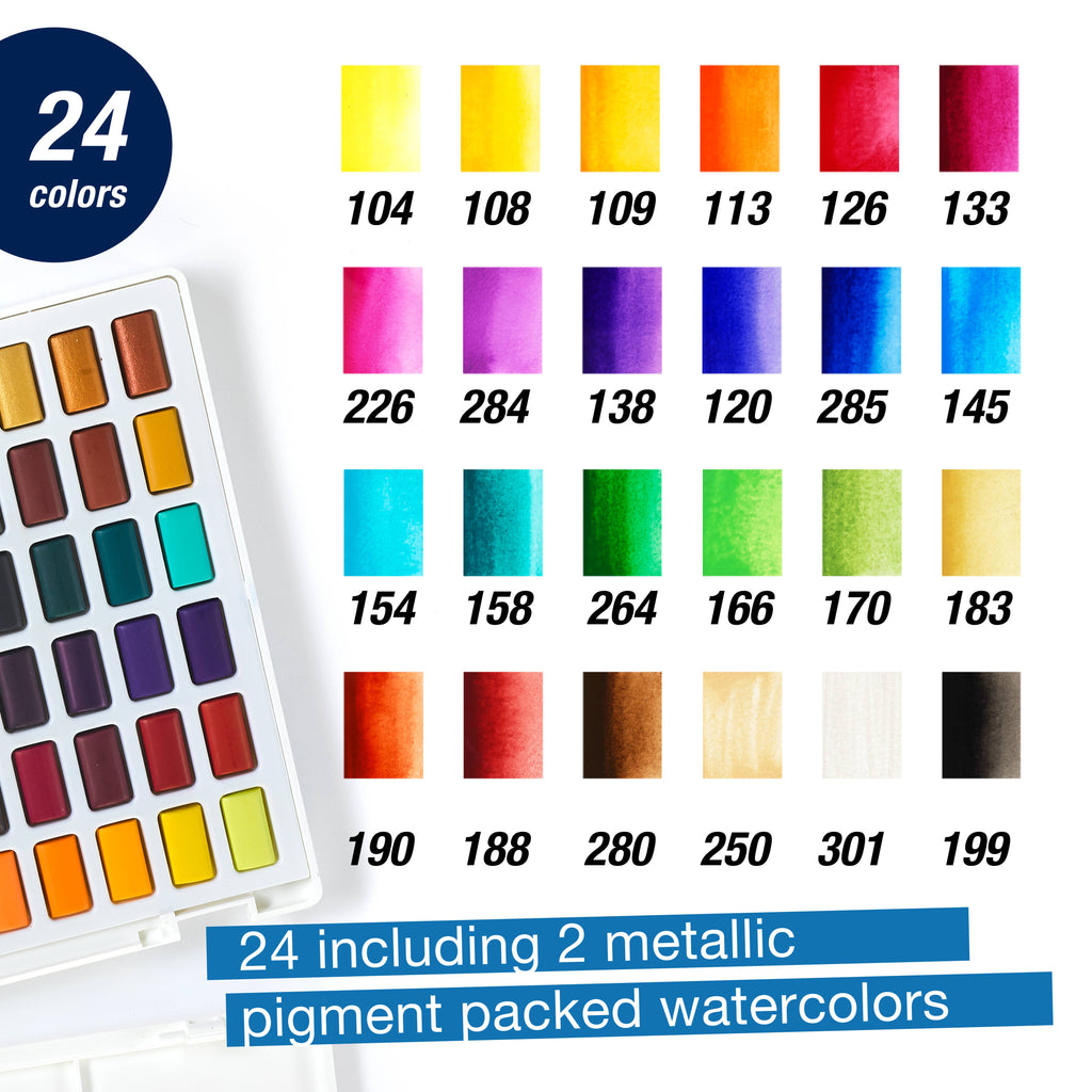 Watercolors Pans, Set of 24 Watercolor Paints