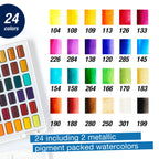 Watercolors Pans, Set of 24 Watercolor Paints