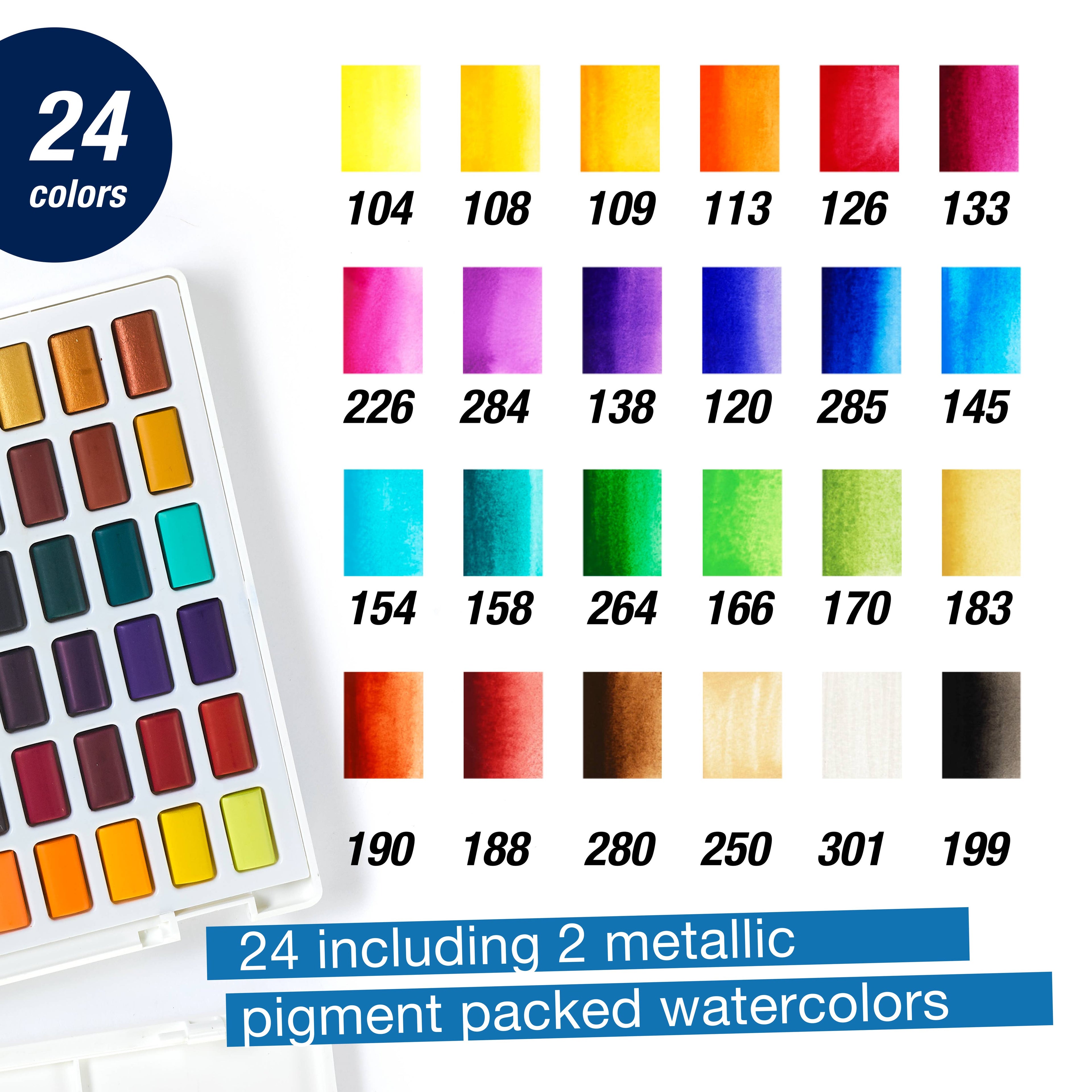 Watercolors Pans, Set of 24 Watercolor Paints