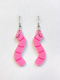 Acrylic Cute Pink Worm Earrings