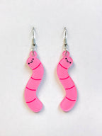 Acrylic Cute Pink Worm Earrings