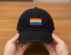Rainbow Flag Baseball Hats in Black