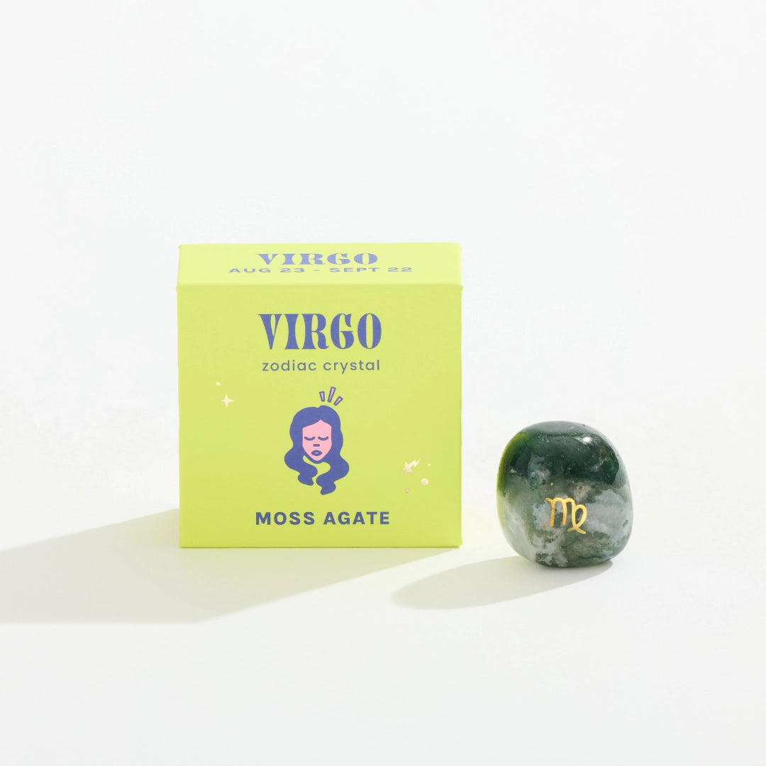 Virgo Boxed Zodiac Crystal – Moss Agate