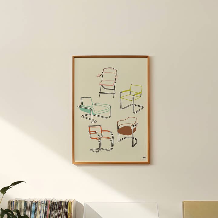 Mid Century Modern Chairs Art Print