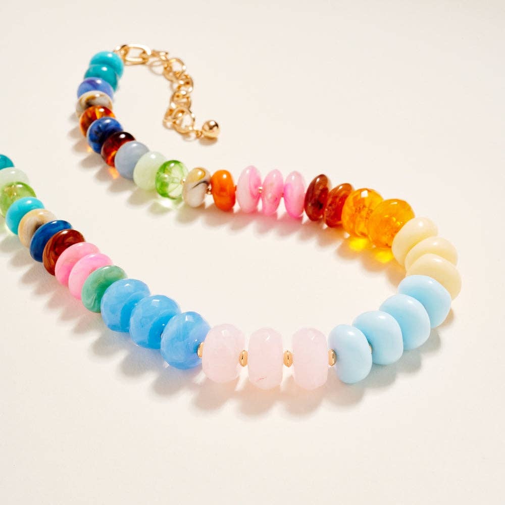 17 Inch Mixed Shaped Colored Resin Bead Necklace